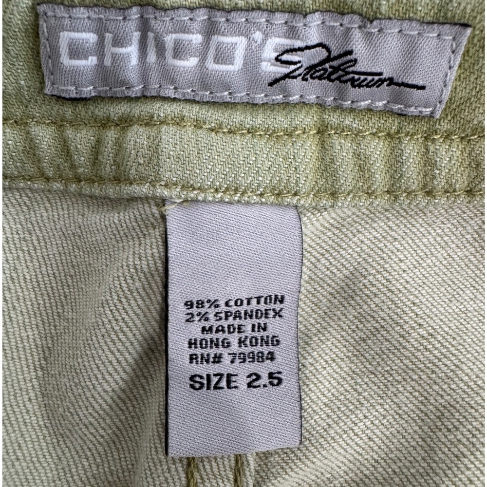 Chicos Platinum Quartz Jean Sage Green Capris 14 Size 2.5 Goblincore Cottage - Picture 5 of 6